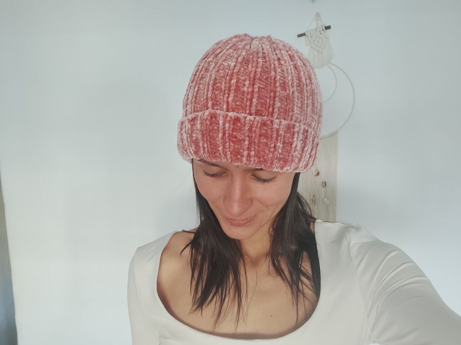 Gorro rosa de inverno