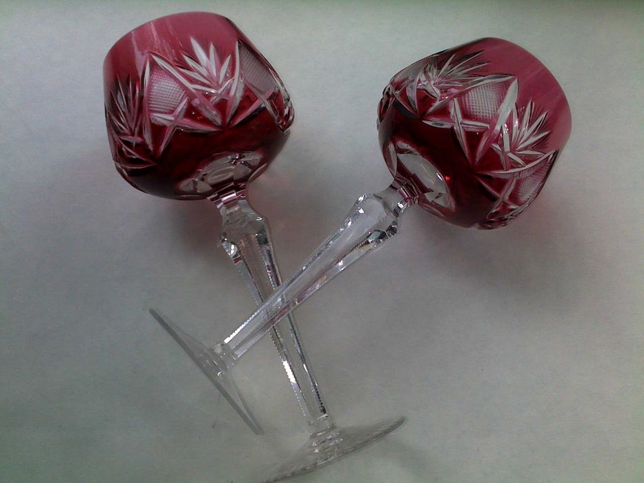 Красивые свадебные бокалы фужеры цветной хрусталь гдр