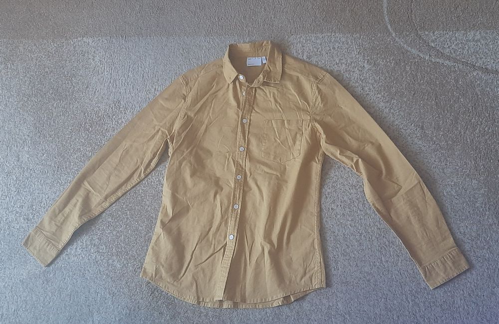 Koszula męska długi rękaw musztardowa slim dopasowana sportowa M Asos