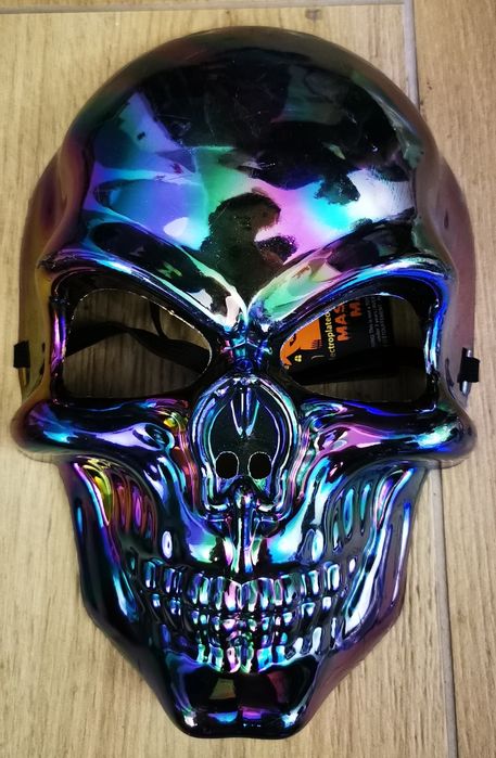 Maska kościotrup holograficzna, halloween, karnawał, bal przebierańców