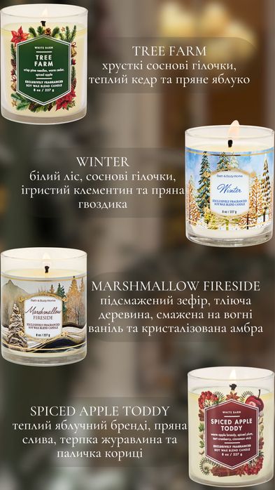 Свічки Bath and Body Works на 1 гніт