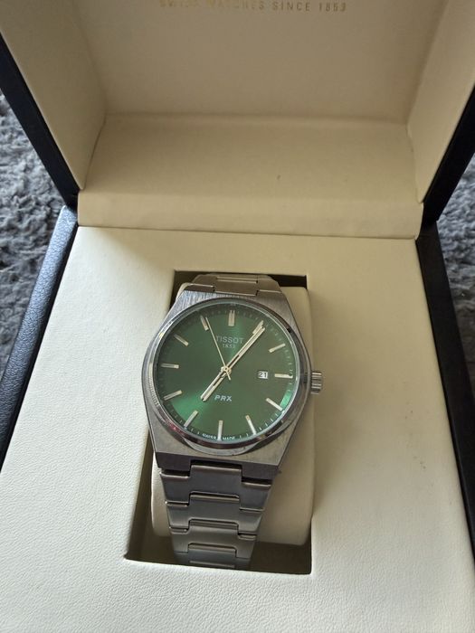Zegarek Męski Tissot PRX 40mm Quartz Srebrny, Zielona Tarcza