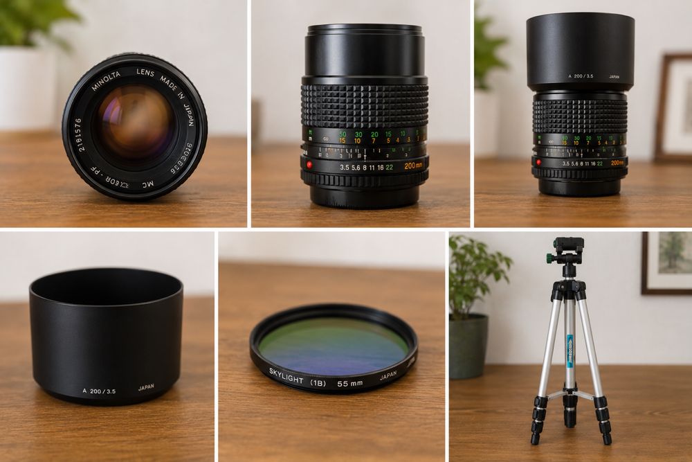 Máquina Fotográfica Analógica Minolta XG-M + Objetiva + Tripé + Acessórios