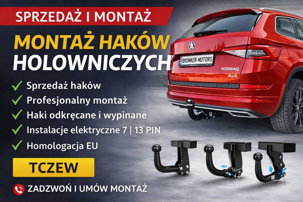 Haki holownicze – sprzedaż i montaż | Instalacja 7 i 13 PIN | Tczew