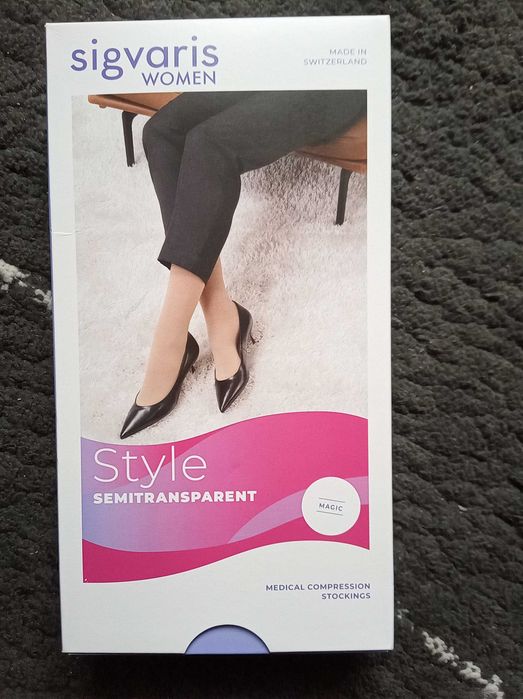 Podkolanówki uciskowe Sigvaris Style Semitransparent medyczne CCL