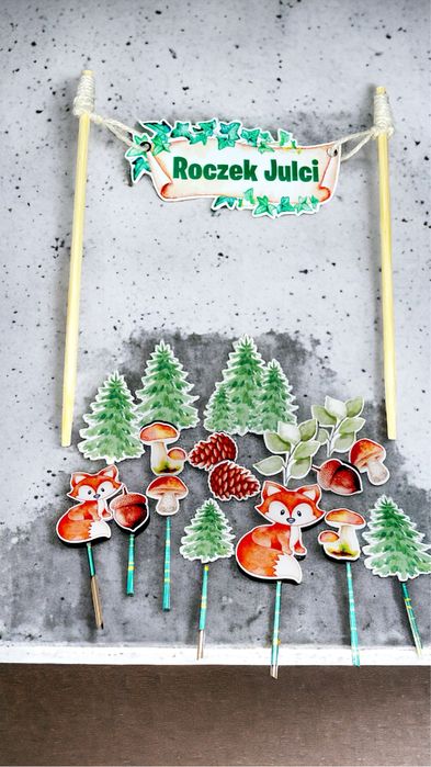 Topper Lisek Las ozdoba na tort