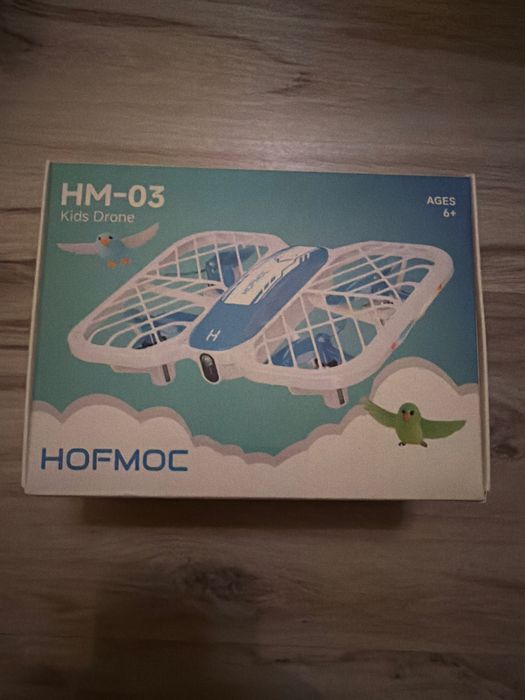 mini dron dla dzieci hofmoc hm-03 biało-niebieski | 2 baterie | jak nowy