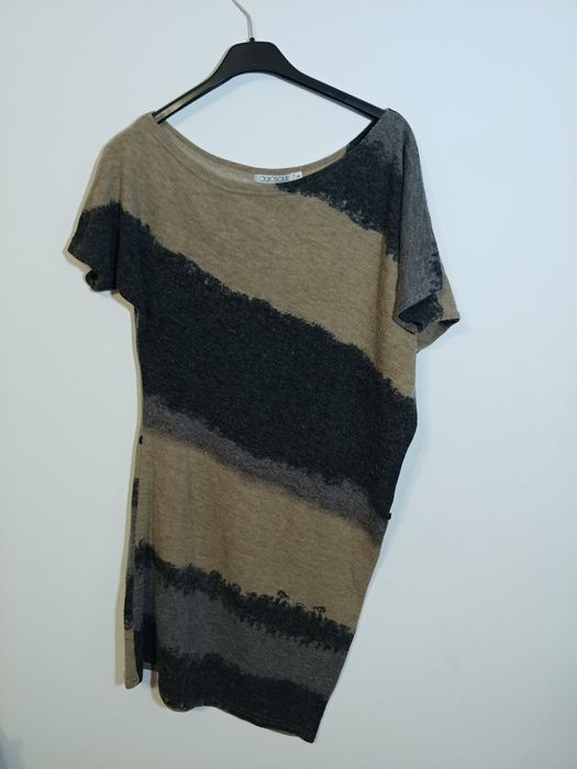 Tunika sukienka asymetryczna dzianinowa w brązach (7)