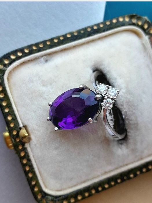 Kolczyki Ametyst Diamenty 0.2ct Złoto 585 WYCENA 3700