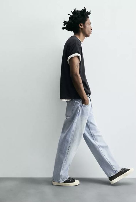 Джинси прямі широкі базові блакитні сині Baggy fit Zara