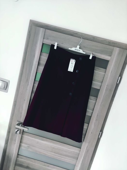 Bordowa trapezowa spódnica midi Reserved roz 40