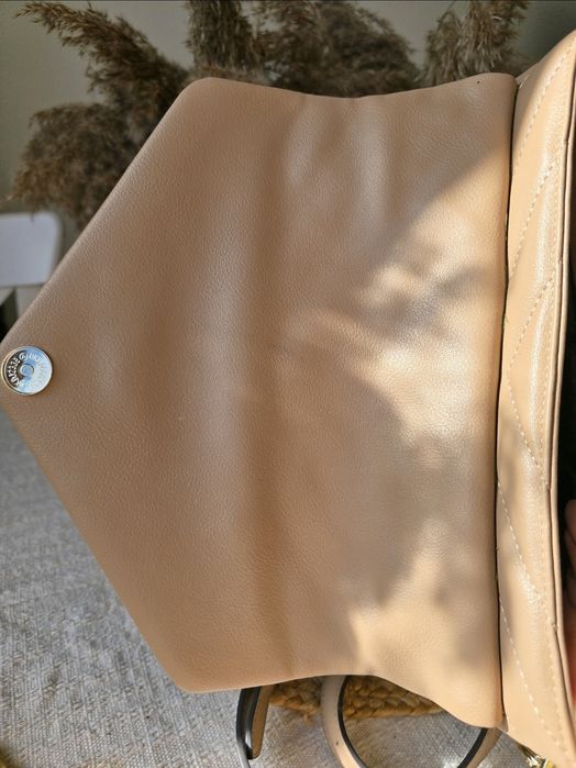 Torebka Wittchen pikowana ze skóry naturalnej beżowa camel brązowa