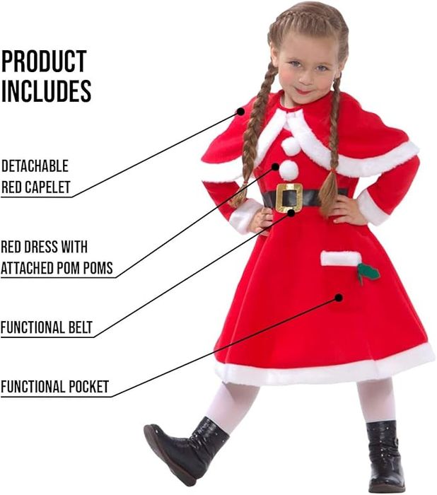 Kostium Elf dla Dziewczynki - Sukienka Świąteczna 4-6 Lat