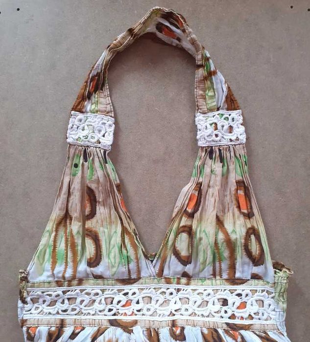 40 42 Sukienka letnia plażowa długa maksi maxi wzory haft bawełna