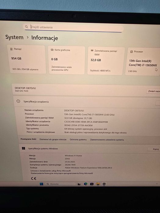 Dell G16 7630 | i7 | RTX 4060 | 32GB DDR5 | 1TB | Ekran 240Hz QHD+