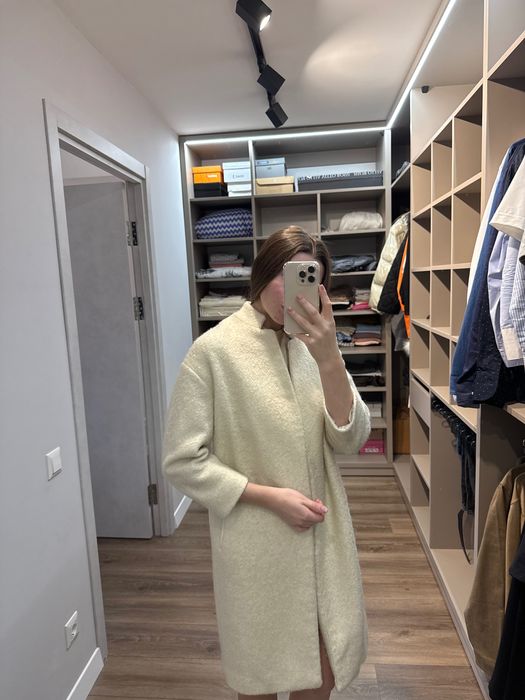Пальто Кардиган куртка жіноча молочне H&M