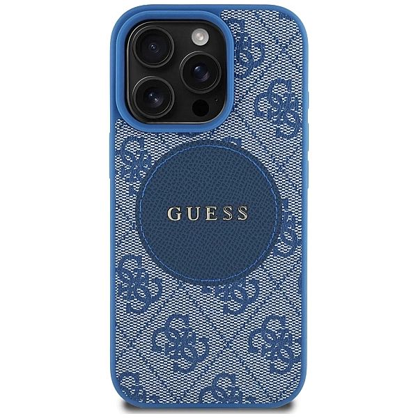 Etui Guess 4G Circle Classic Logo MagSafe na iPhone 16 Pro - niebieski