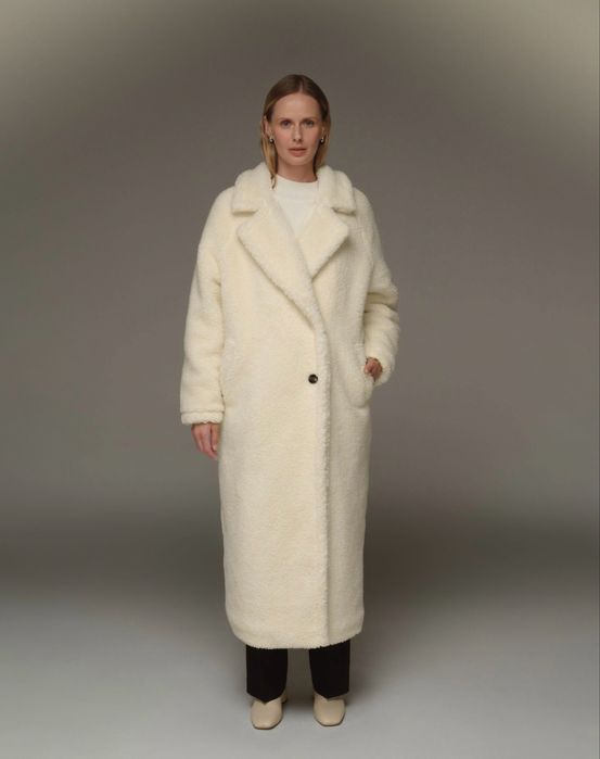 Еко шубка молочна довга