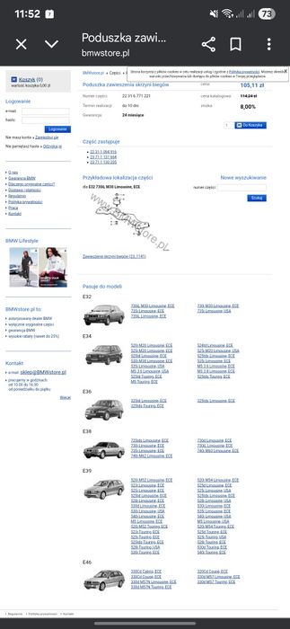 Poduszka zawieszenia skrzyni biegów poduszki BMW E39 3.0d 2.5d M57 M54