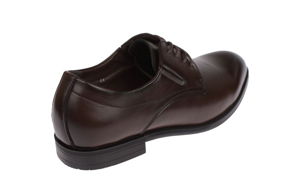Półbuty męskie eleganckie gładkie P-4-0747 brązowe z gumami rozmiar: 45