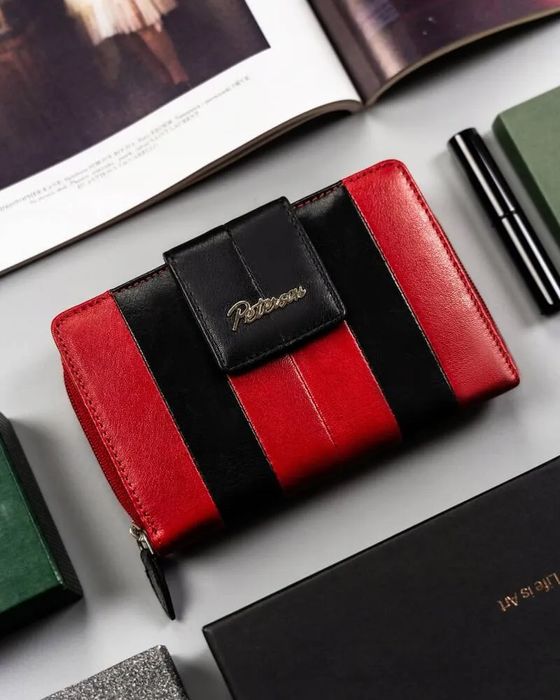 portfel damski a zatrzask skóra naturalna