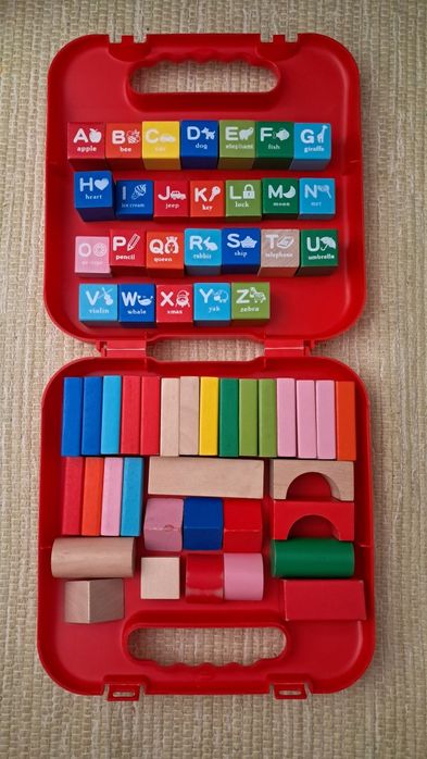 Maleta de Blocos de Madeira Educativos (Completa - 58 peças)