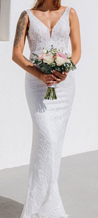 Suknia ślubna syrenka 38 na wysoką kobietę