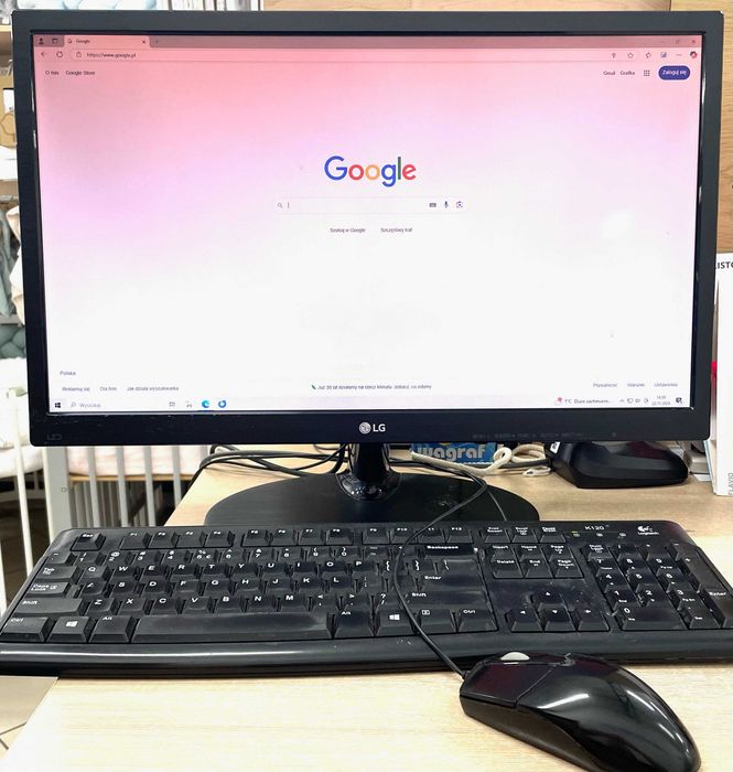 Zestaw monitor LG + klawiatura Logitech + myszka + kabel zasilający