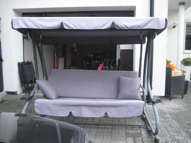 Huśtawka ogrodowa  szara rozkładana bujana   3 osobowa