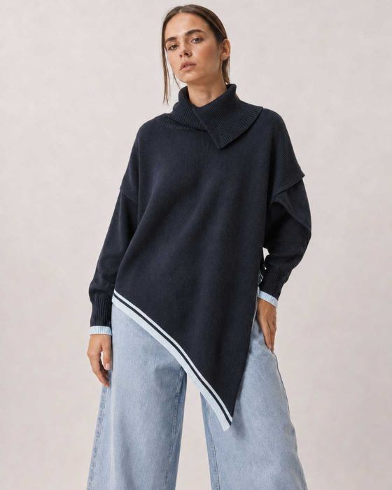 Асимметричный черный свитер River Island с горловиной, р. М/l