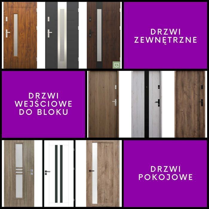 Drzwi Wejściowe ZEWNĘTRZNE/ WEWNĘTRZNE z Montażem - Szybkie terminy