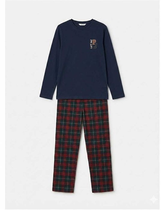 Піжама на хлопчика лонгслів із бавовни і фланель Pepperts