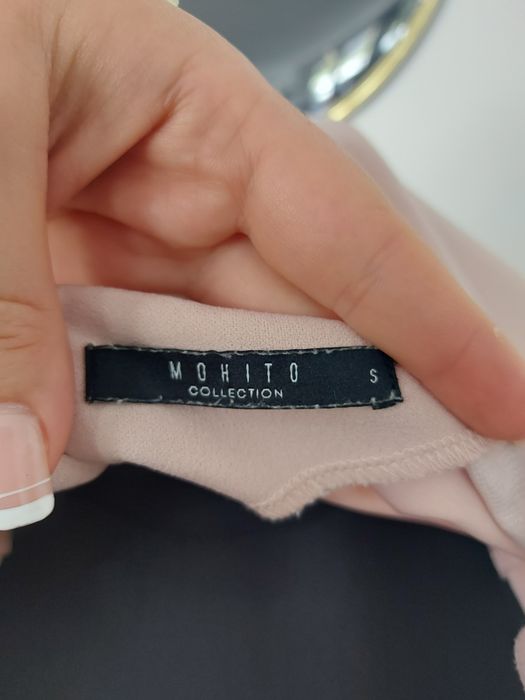 Różowa elegancka bluzka Mohito falbanki S 36 oversize