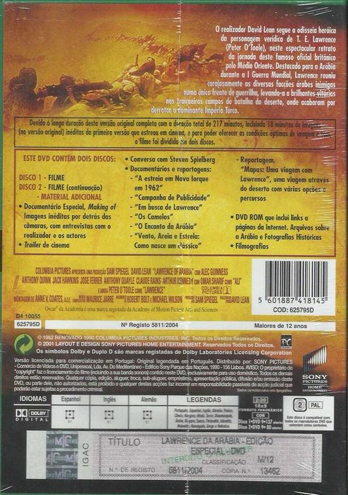 Lawrence da Arábia (edição especial 2 DVD) (novo) (1962)
