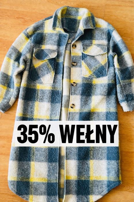Plaszcz koszulowy, z wełną