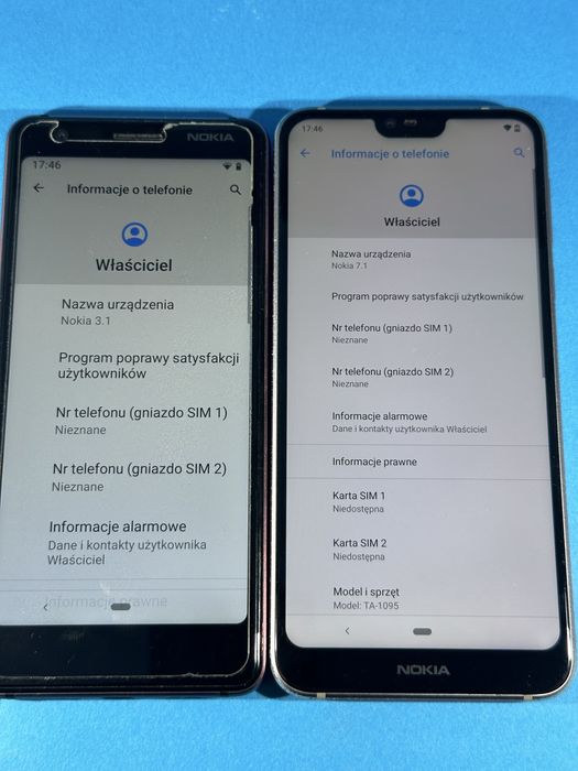 Nokia 7.1 Nokia 3.1 dwie sztuki zestaw android