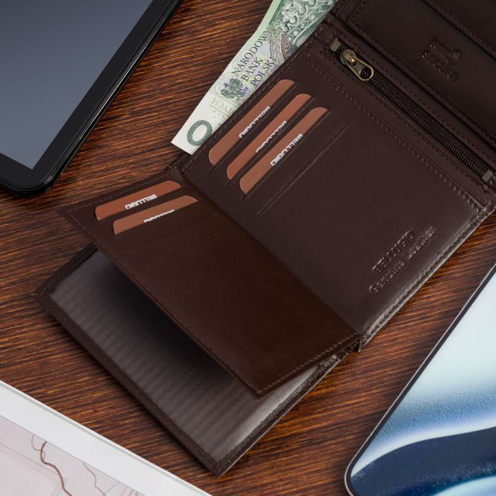 Portfel męski skórzany ARTURO 073 ciemnobrązowy ze skóry naturalnej