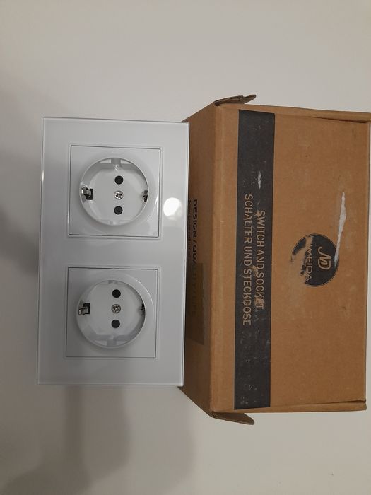 Gniazdko podwójny Gniazdko szklane biały  kontakt