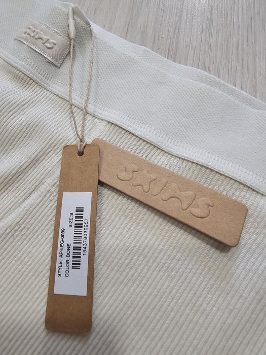 Skims  thermal ribbed cotton blend leggings  -bone c/м