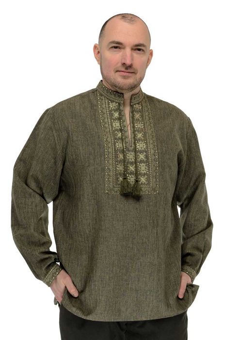 Вишиванка чоловіча колір хакі (вышиванка мужская хаки)