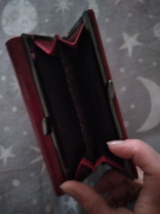 Portfel damski skóra naturalna Cavaldi  piękny wiśniowy kolor  NOWY