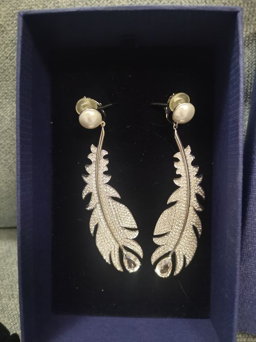 Клипсы Swarovski и Серьги серебро с лунным камнем