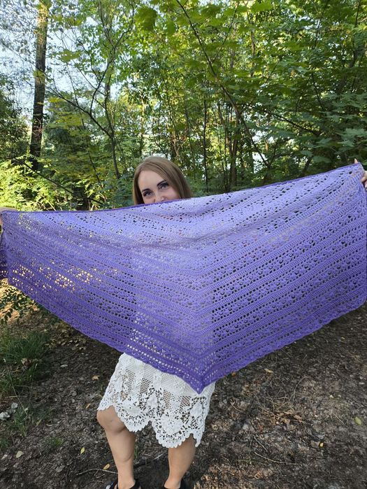 Платок шарф вязаный коза