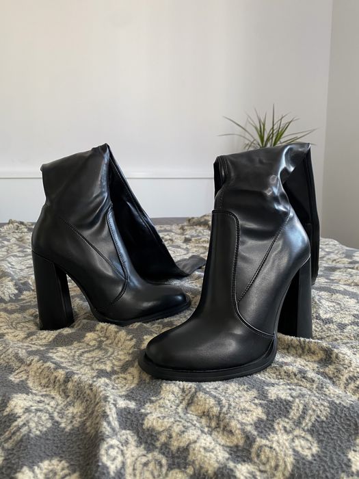 Bardzo wysokie czarne matowe kozaki za kolano eko skóra imitacja skóry