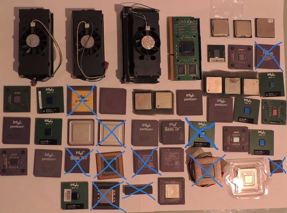 Coleção de 34 Processadores CPUs Antigos - História da Informática