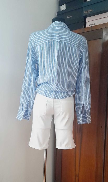 Jeansowe, białe bermudy, Vintage.