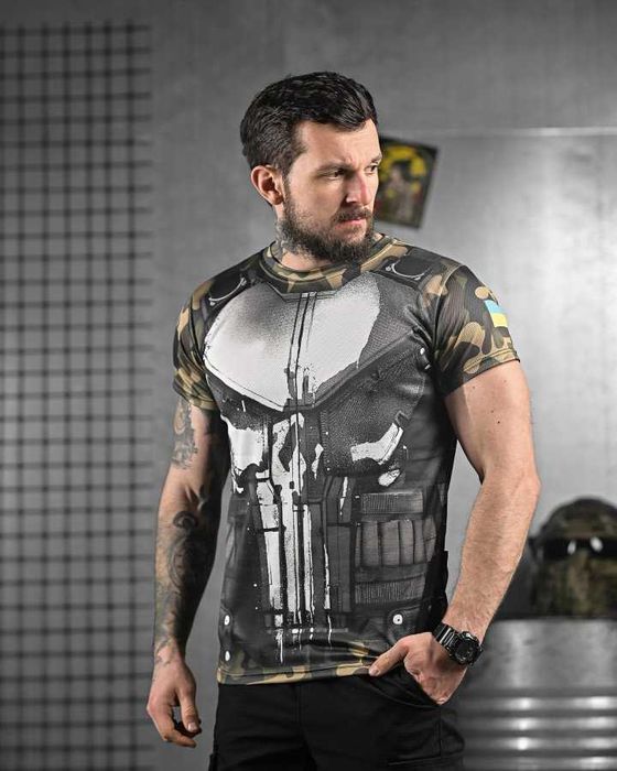 Тактична футболка Punisher з прапором України  Відмінна якість!