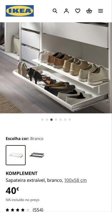 IKEA Sapateira extraivel, branco 100x58 Ref. 002.574.63