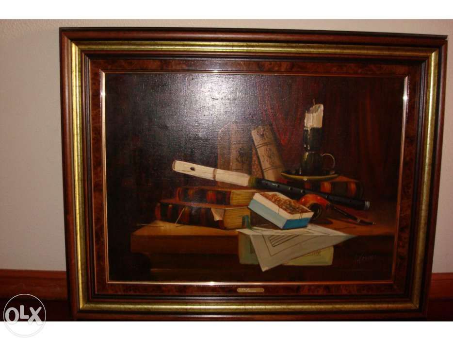 Quadro antigo a óleo do pintor Teixeira Cardoso