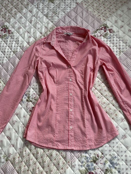Różowa koszula w paseczki długi rękaw S 36 H&M